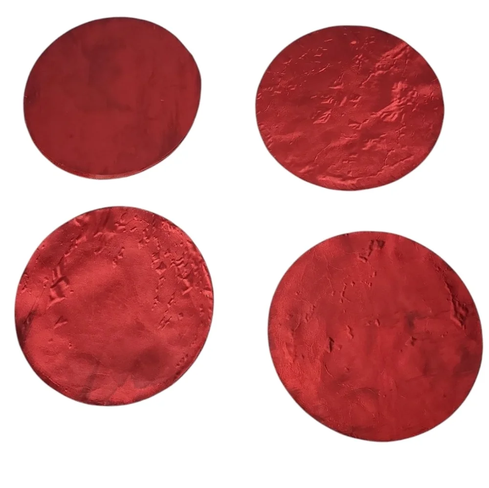 Red Handmade Spiral Beaded Placemat Beaded Table Mat Round Set 4